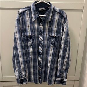 VTG PANHANDLE SLIM Pearl Snap Buttons Western Plaid Long Sleeved Shirt Size XL